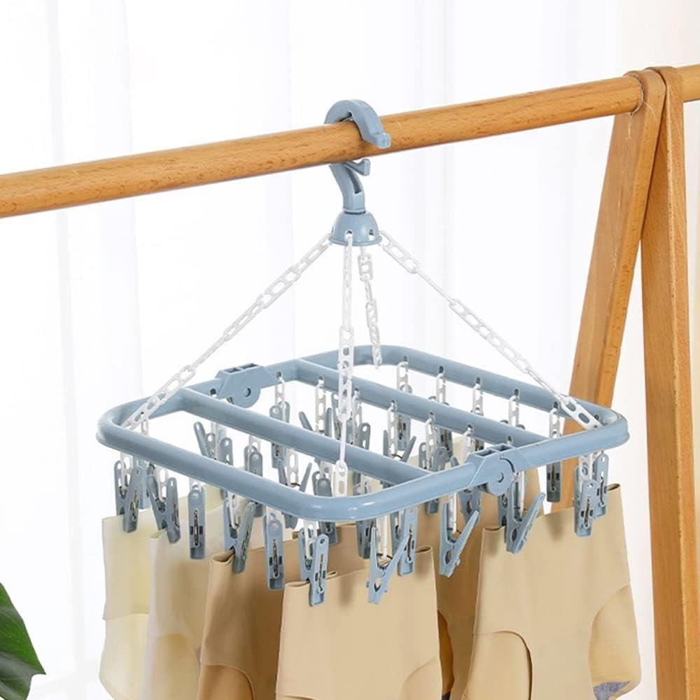Perchero Plegable para Ropa con 32 Clips Azul Escandinavo