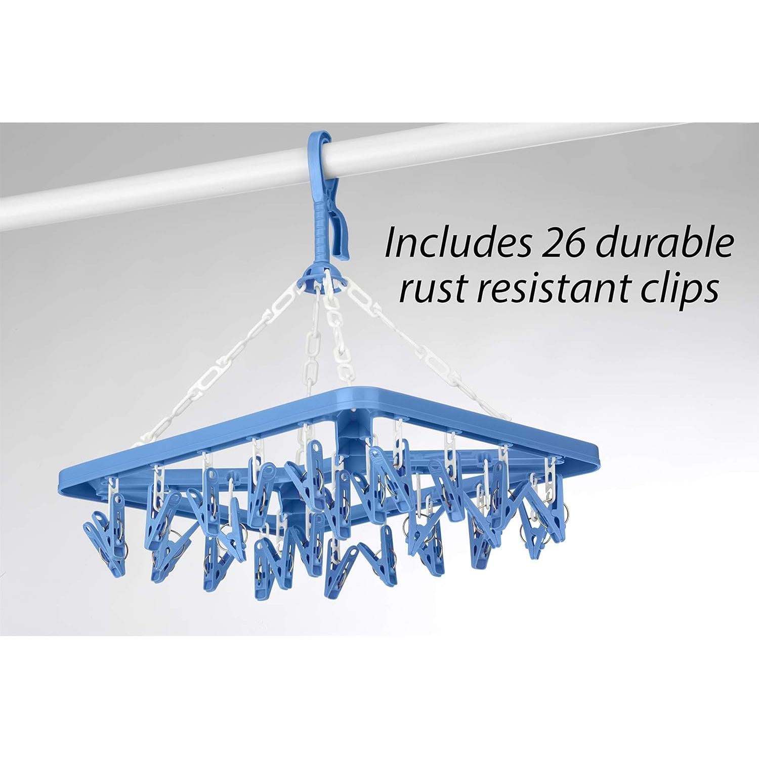 Perchero de Secado Colgante Whitmor 26 Clips Azul 30x40 cm
