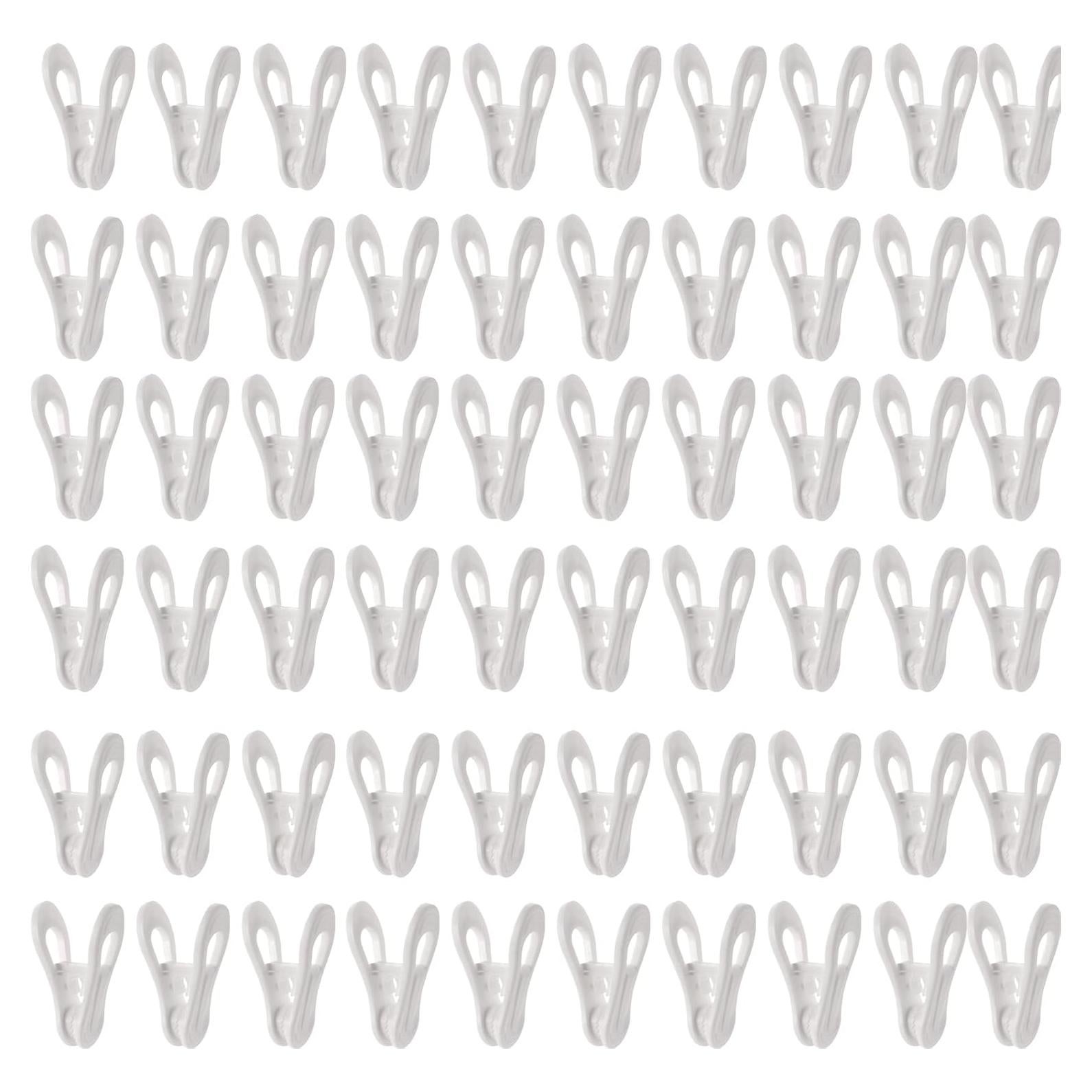 Clips para Perchas Multiusos LyyGuanYoo - 60 Piezas Plástico Blanco