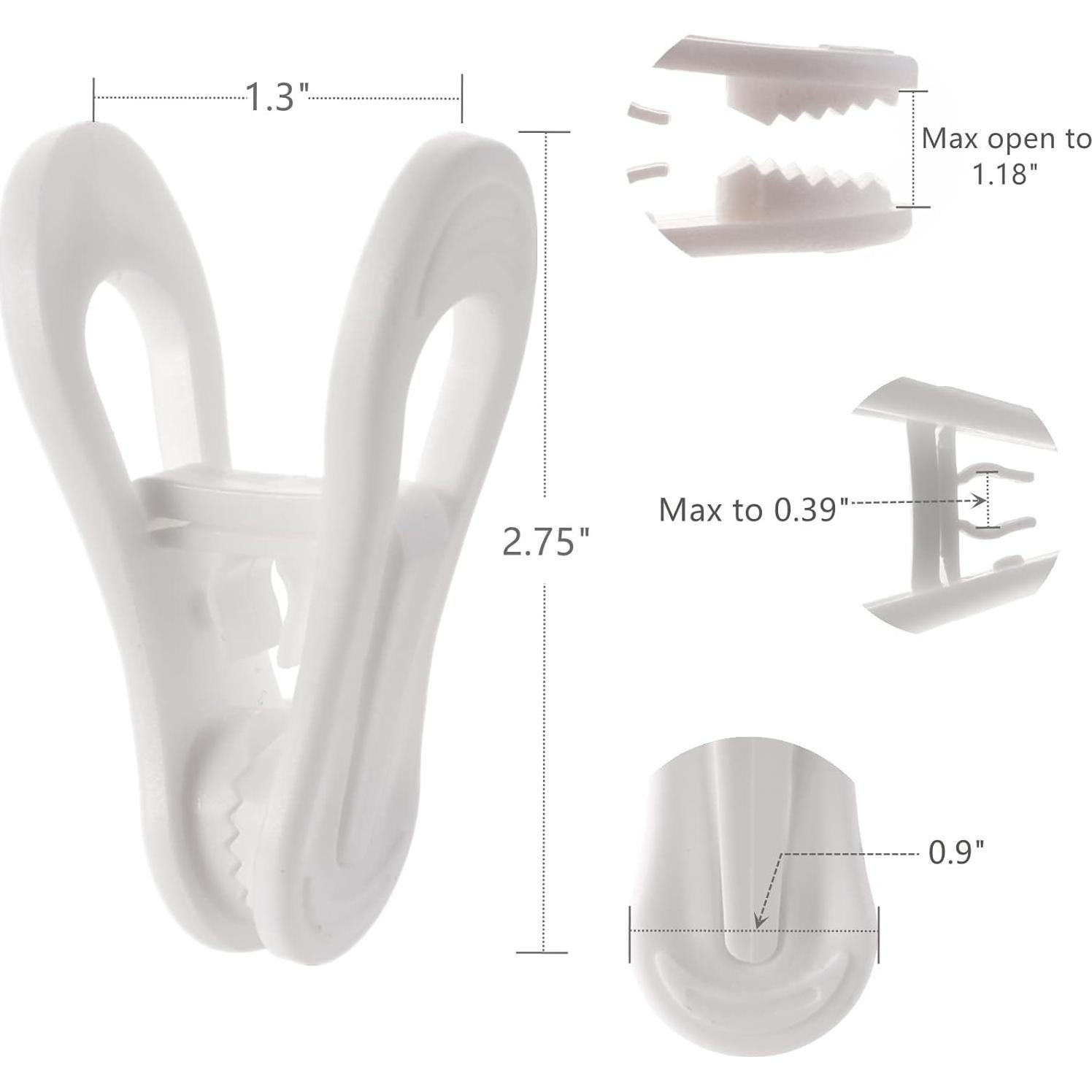 Clips para Perchas Multiusos LyyGuanYoo - 60 Piezas Plástico Blanco