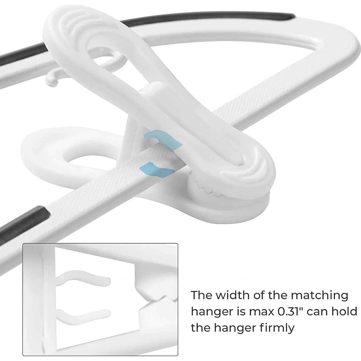 Clips para Perchas Multiusos LyyGuanYoo - 60 Piezas Plástico Blanco