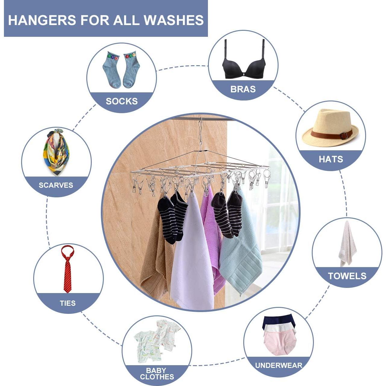 Estructura de Secado Fayleeko 52 Clips Acero Inoxidable Plegable