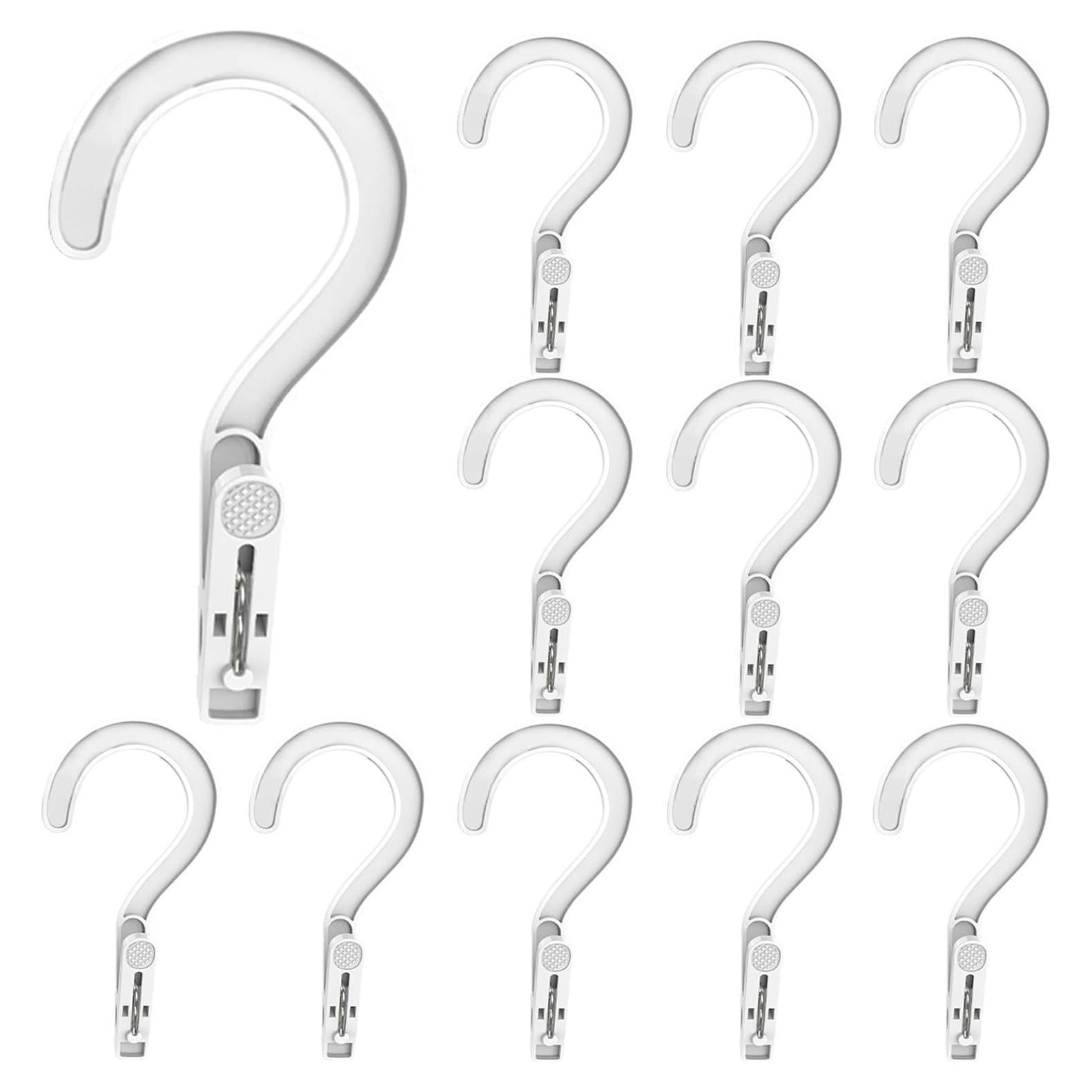 12 Ganchos de Lavandería con Clips Sermuok - Plástico Blanco