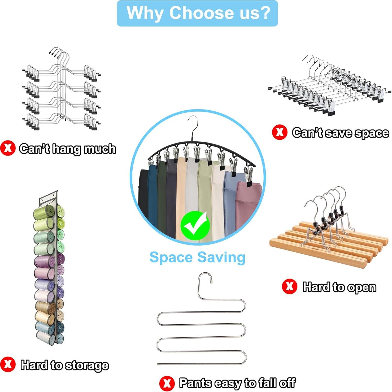 Perchas Organizadoras de Pantalones Sylroal - 2 Paquete Negro