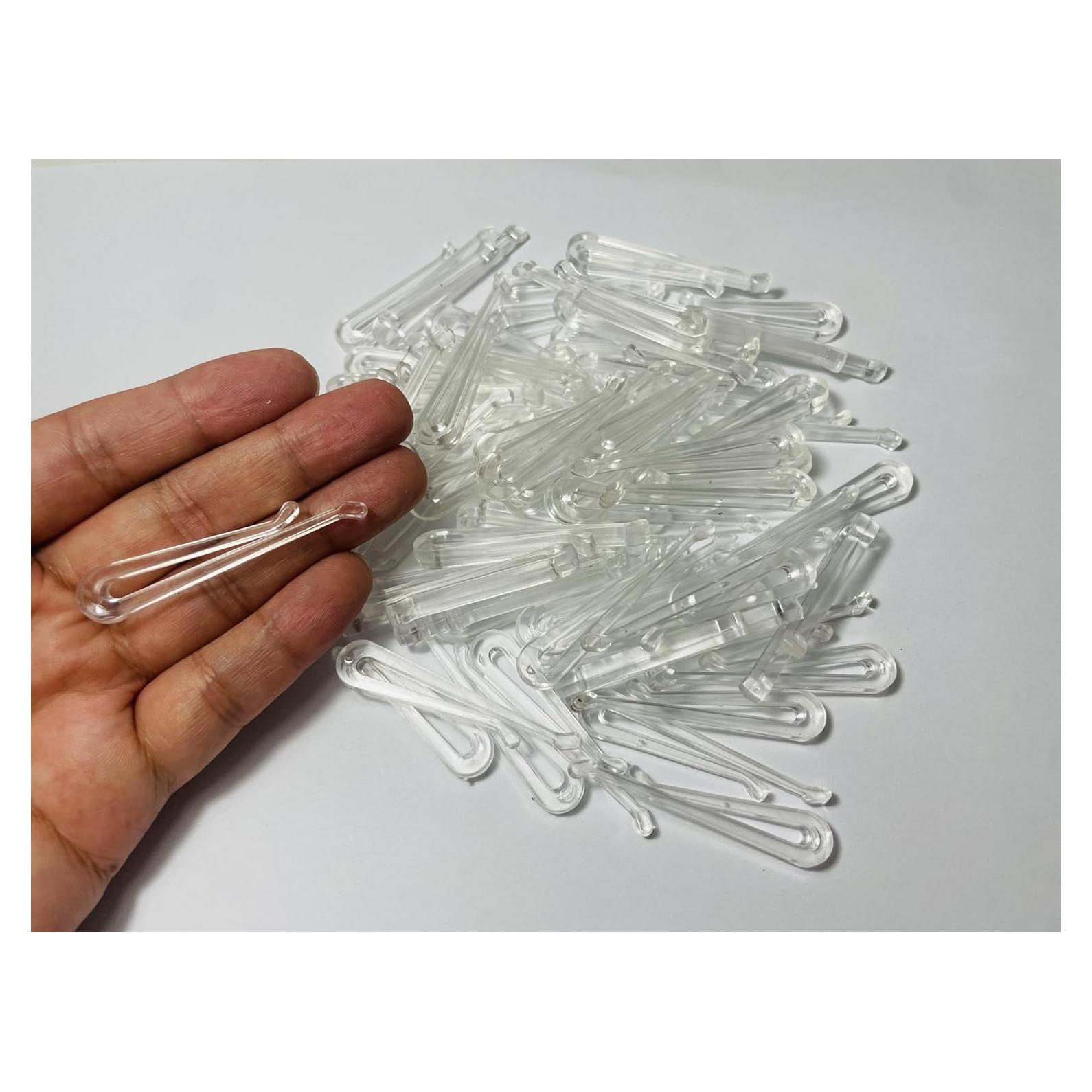 Clips de Plástico Transparente GLOLOOS 160 Pcs 50mm Sin Dientes