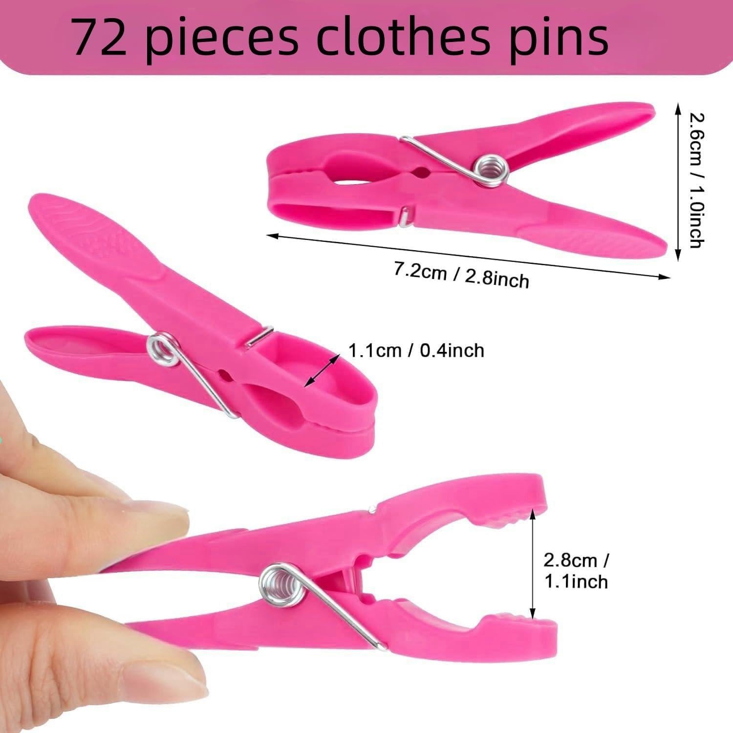 72 Pinzas de Ropa Coloridas Wjwumha con 2 Cuerdas de 5m