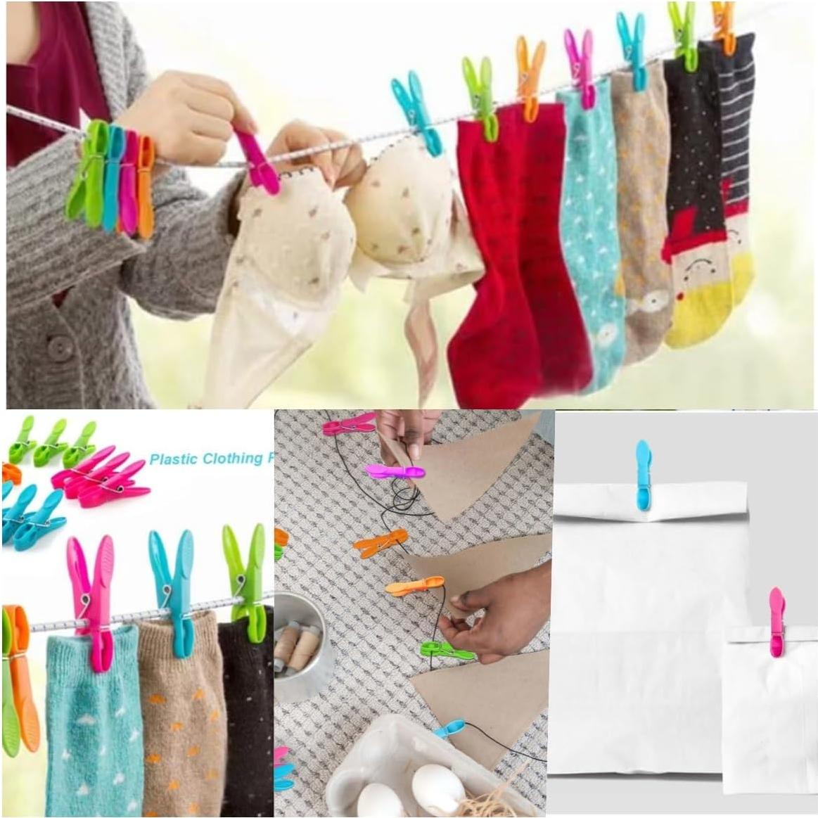 72 Pinzas de Ropa Coloridas Wjwumha con 2 Cuerdas de 5m