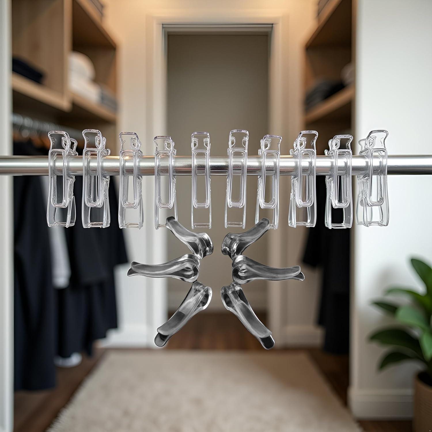 100 Clips de Plástico Transparente en Forma de U para Ropa