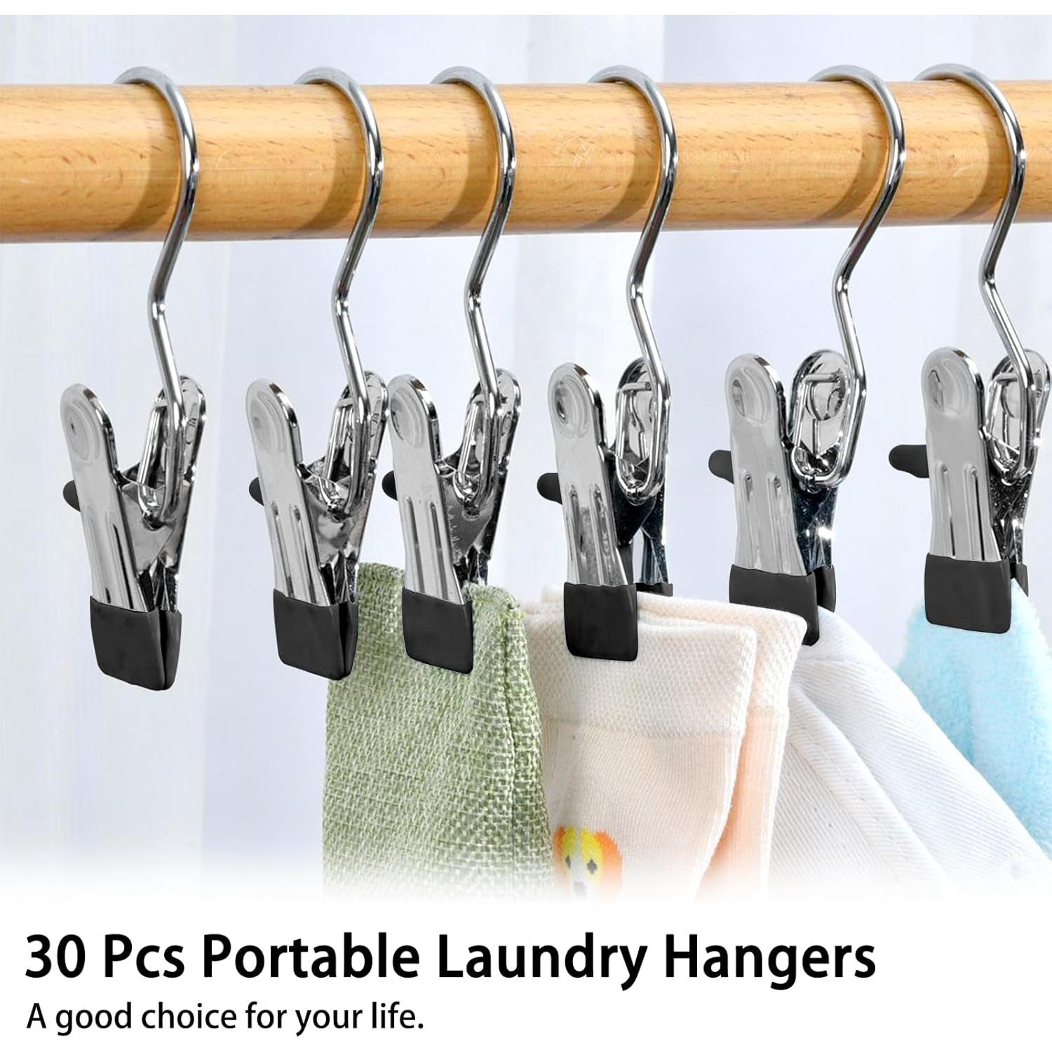 Ganchos para Ropa Portátiles JINGIHE 30 Pcs Acero Inoxidable
