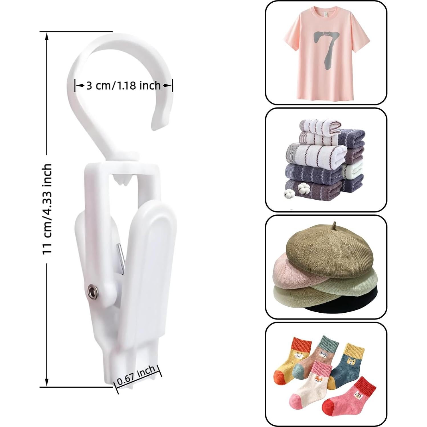 20 Clips Colgantes Blancos Genéricos 10.9 cm Super Fuertes