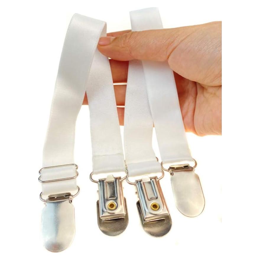 4 Clips Ajustables de Medias Doble Cara Metal ASTRAQLE Blanco