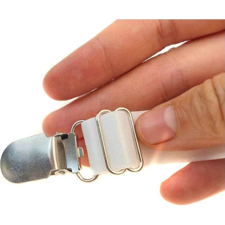 4 Clips Ajustables de Medias Doble Cara Metal ASTRAQLE Blanco