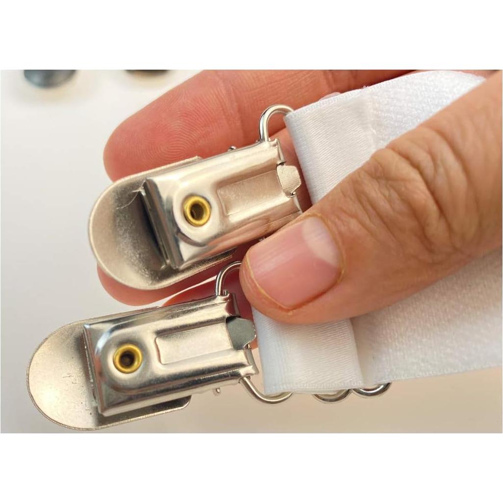 4 Clips Ajustables de Medias Doble Cara Metal ASTRAQLE Blanco