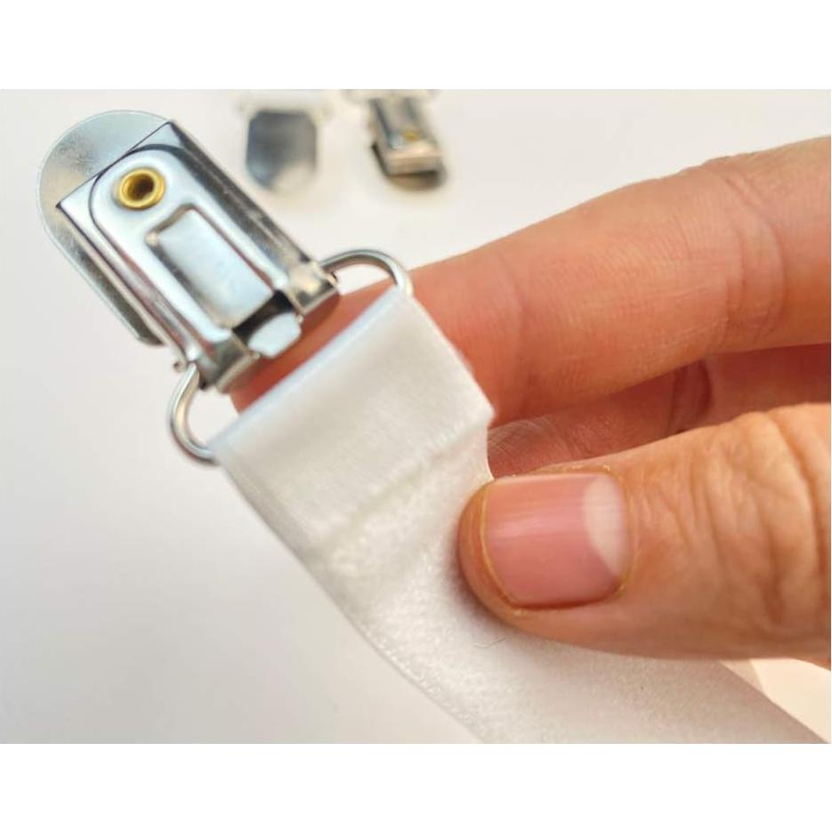 4 Clips Ajustables de Medias Doble Cara Metal ASTRAQLE Blanco