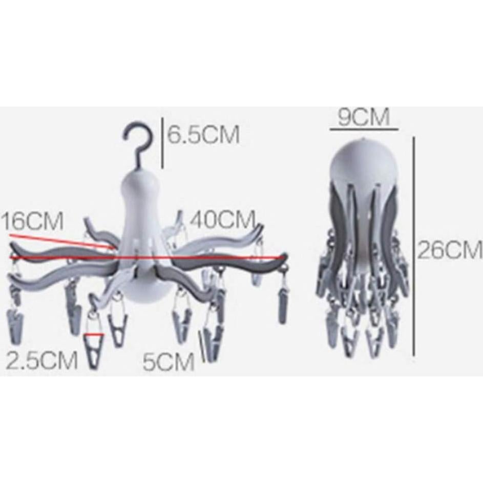 Perchero Plegable XIZHI con 16 Clips para Secar Ropa Gris