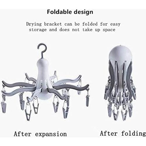 Perchero Plegable XIZHI con 16 Clips para Secar Ropa Gris
