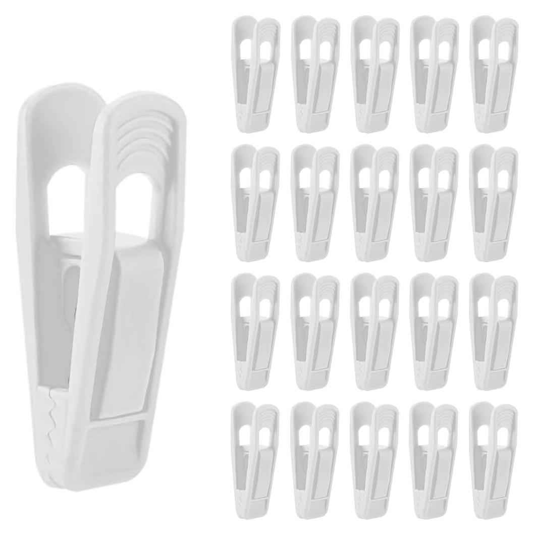 Clips de Percha de Plástico ICSTM - Paquete de 20 Clips Blancos