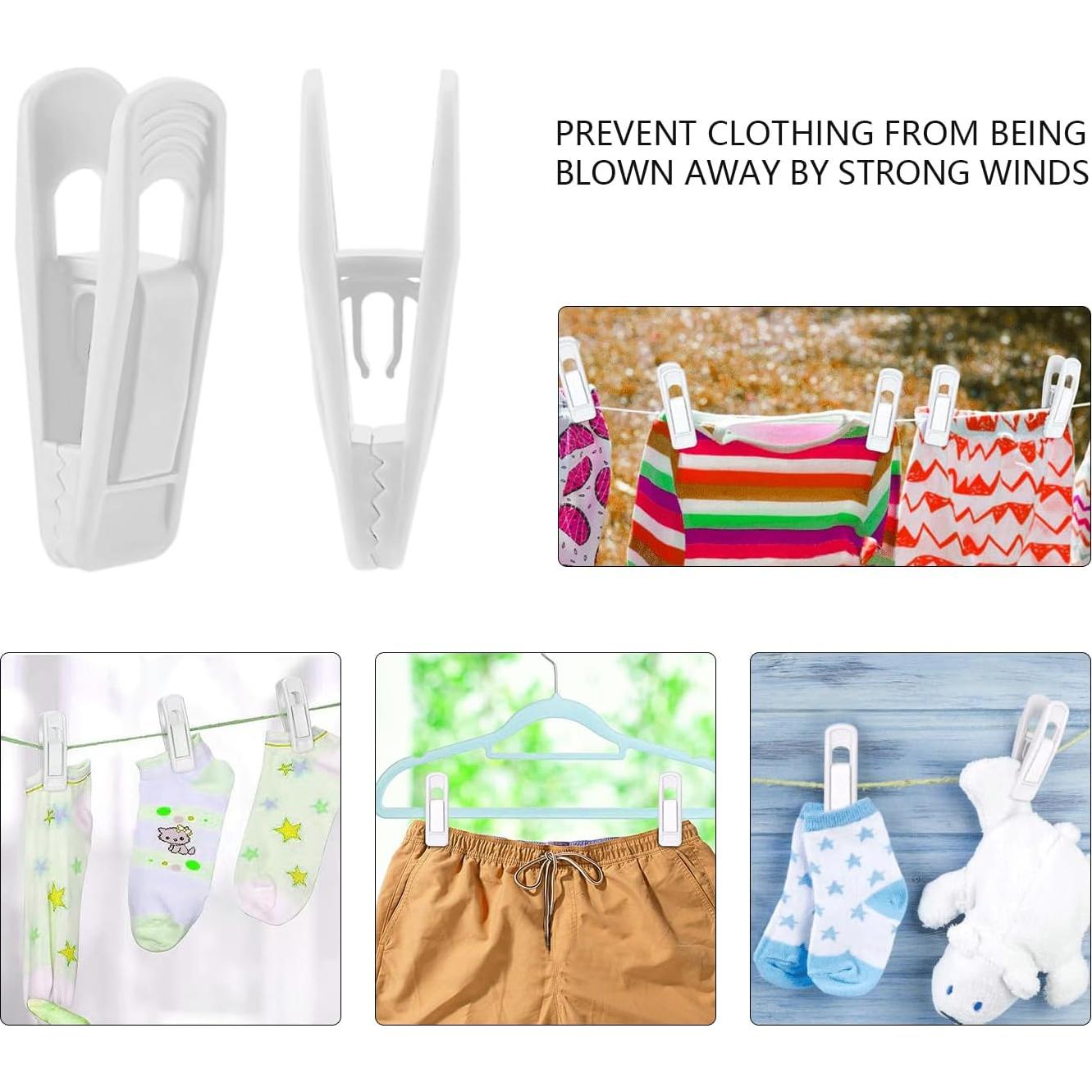 Clips de Percha de Plástico ICSTM - Paquete de 20 Clips Blancos