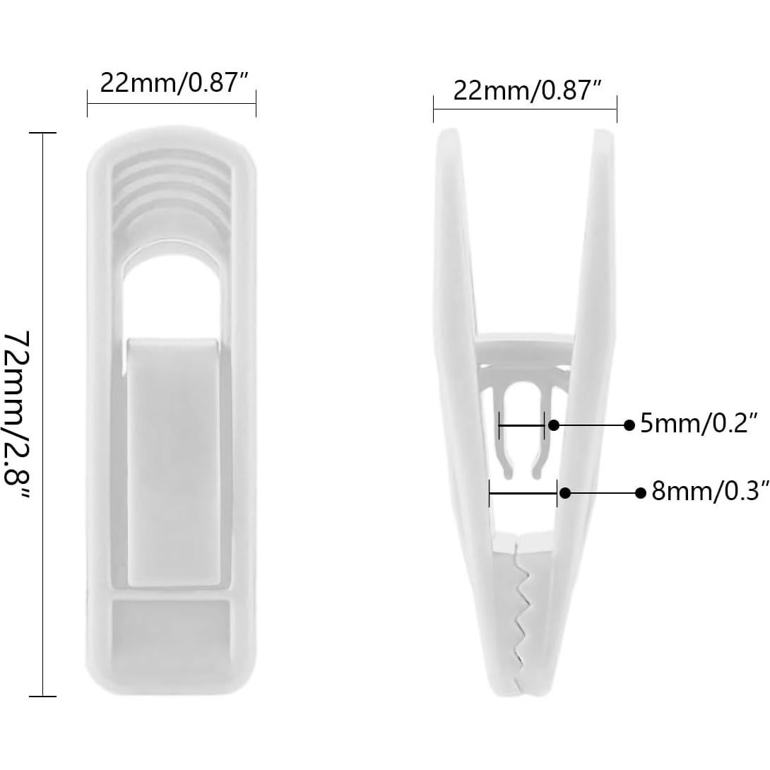 Clips de Percha de Plástico ICSTM - Paquete de 20 Clips Blancos