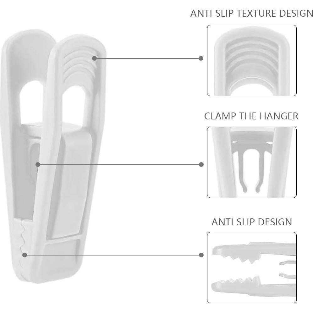 Clips de Percha de Plástico ICSTM - Paquete de 20 Clips Blancos