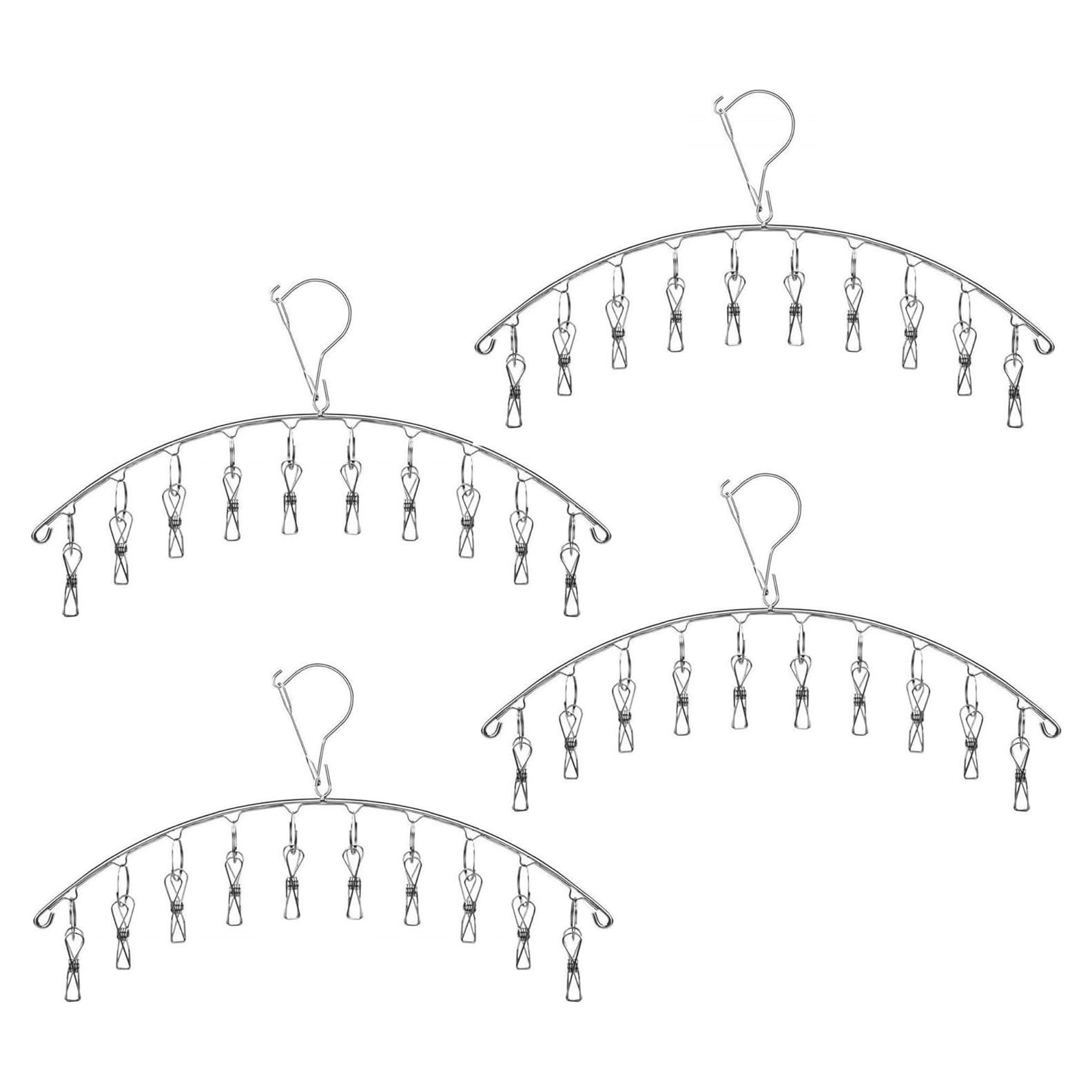 Perchero con 10 Clips WudTus Acero Inoxidable 4 Paquete