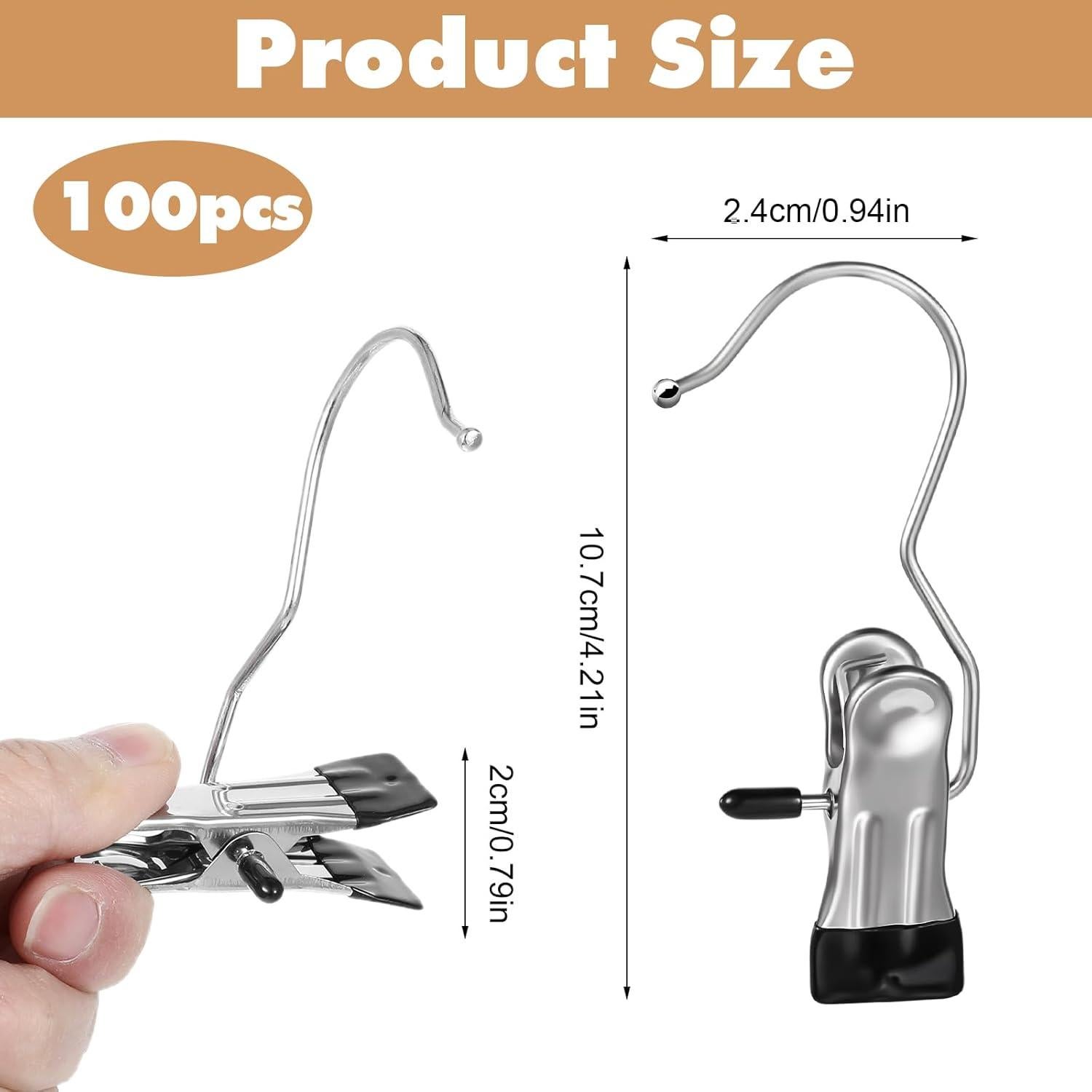 100 Clips para Colgar Ropa Dimeho de Acero Inoxidable