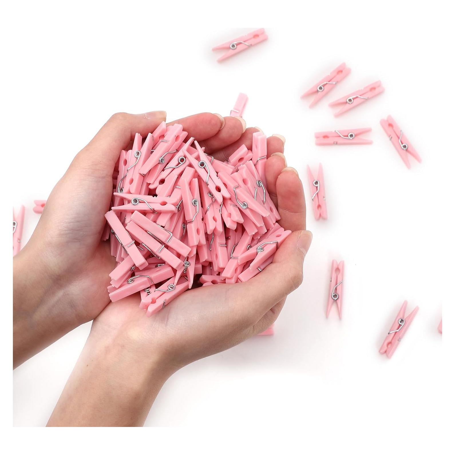 100 Pinzas de Plástico Rosa Peoin para Baby Shower 3.48 cm