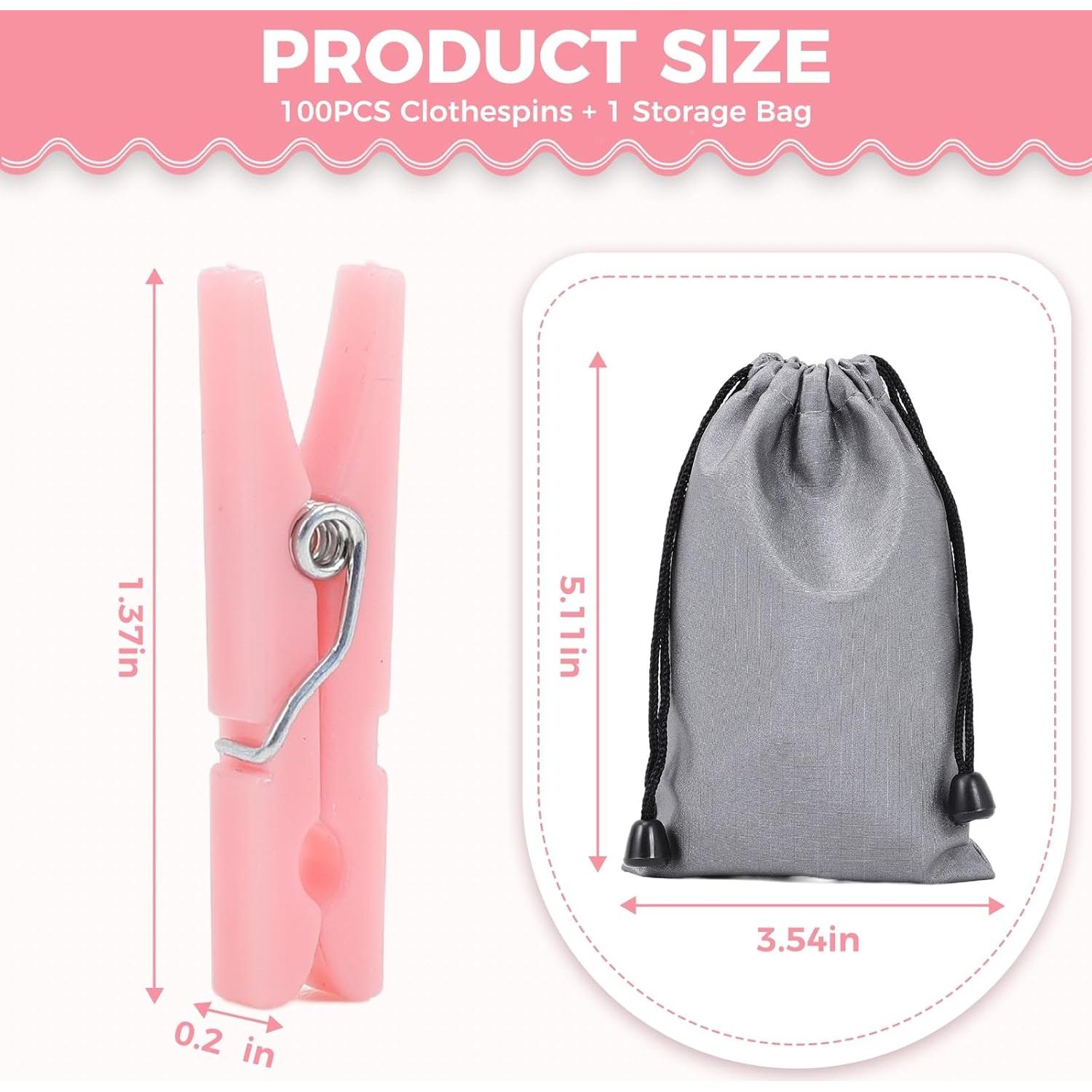 100 Pinzas de Plástico Rosa Peoin para Baby Shower 3.48 cm