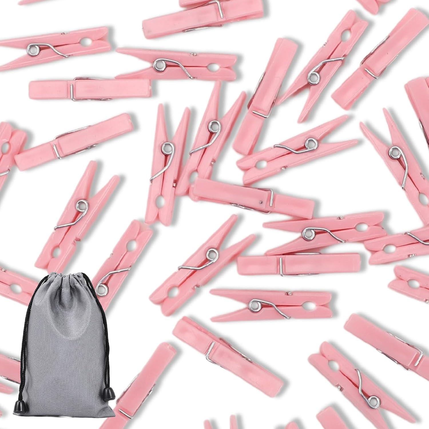100 Pinzas de Plástico Rosa Peoin para Baby Shower 3.48 cm