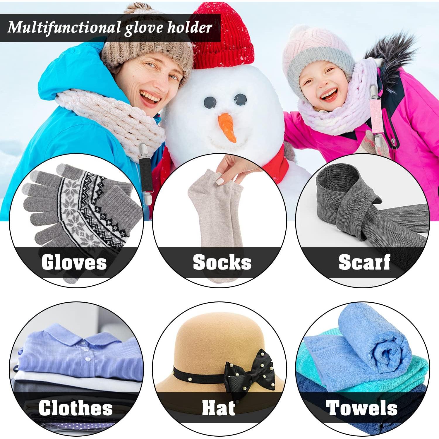 Clips de Mitones Elásticos Zkptops para Niños y Adultos