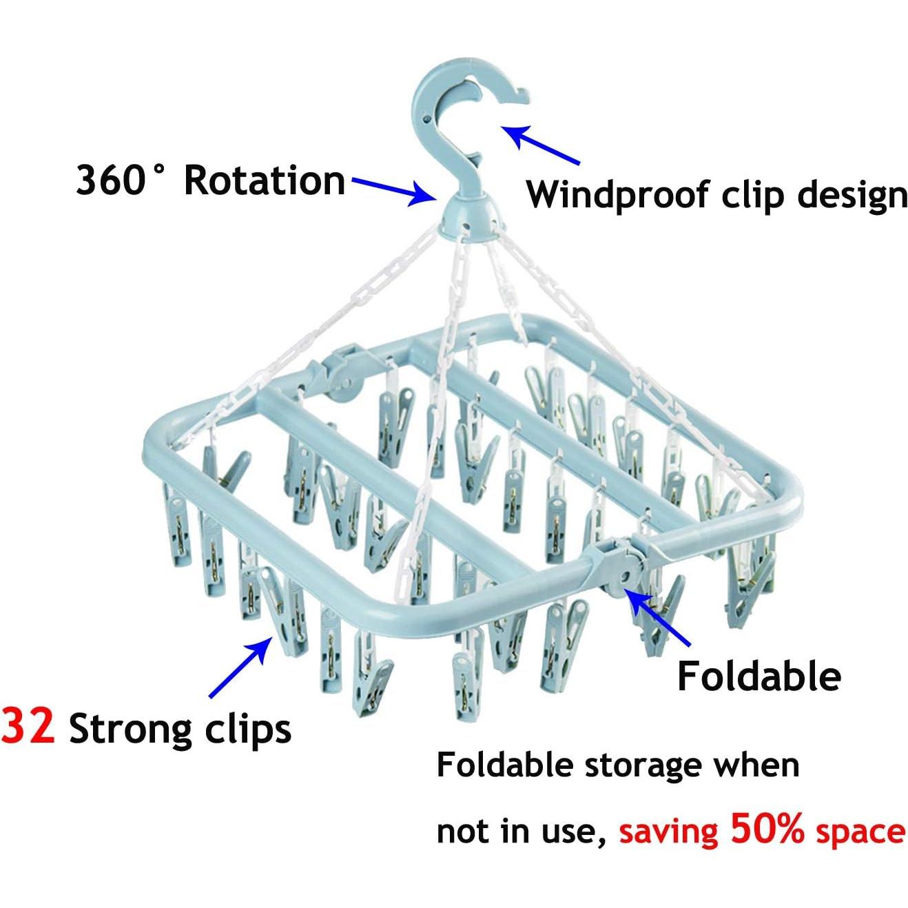 Perchas Plegables Fanghome con 32 Clips para Secar Ropa