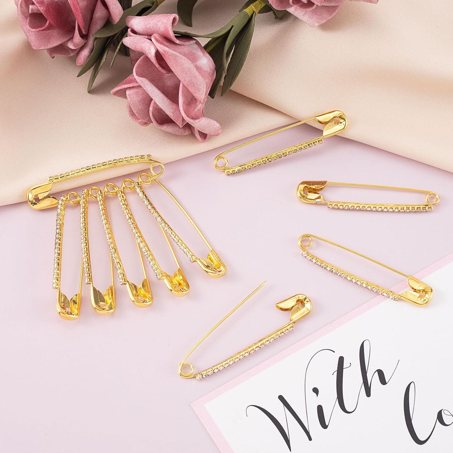 10 Alfileres de Seguridad con Rhinestones Dorados - SmallCat