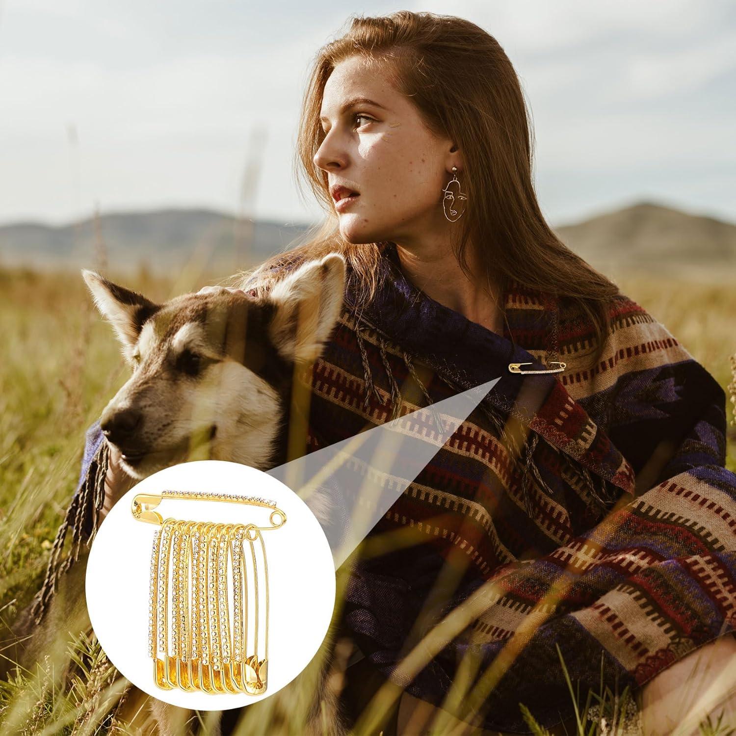 10 Alfileres de Seguridad con Rhinestones Dorados - SmallCat