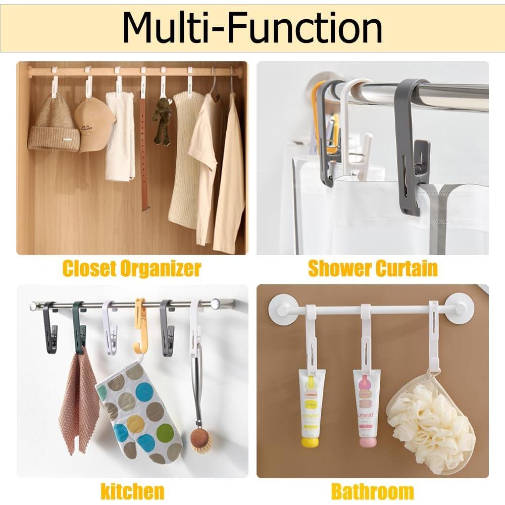 6 Ganchos de Lavandería con Clips Defrko - Organizador Negro