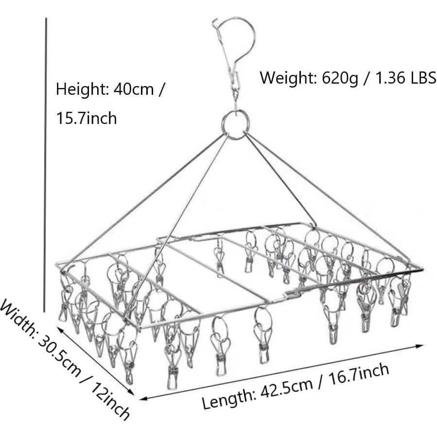 Perchero Plegable WudTus de Acero Inoxidable 2 Paquete 72 Clips