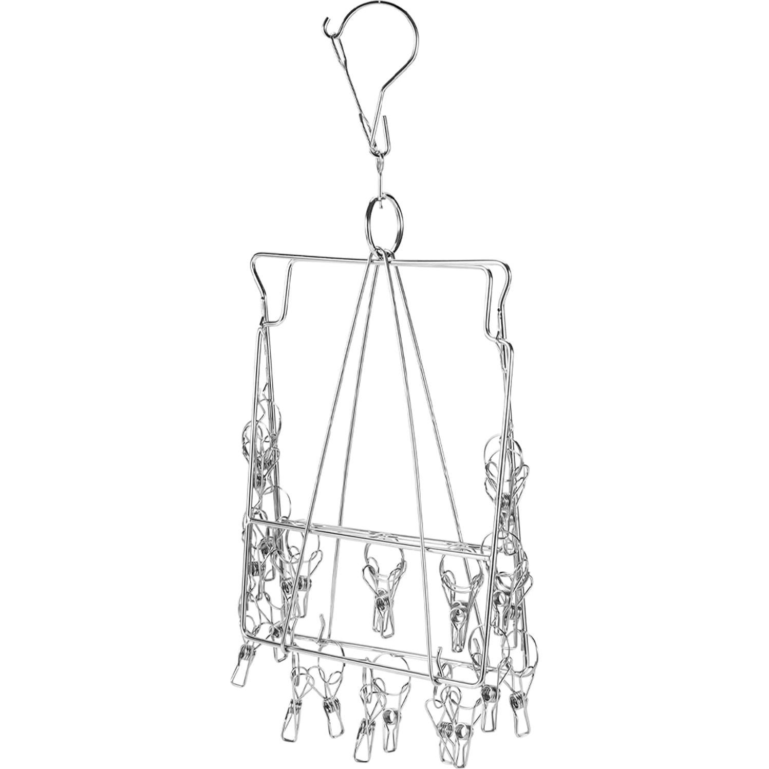 Perchero Plegable WudTus de Acero Inoxidable 2 Paquete 72 Clips