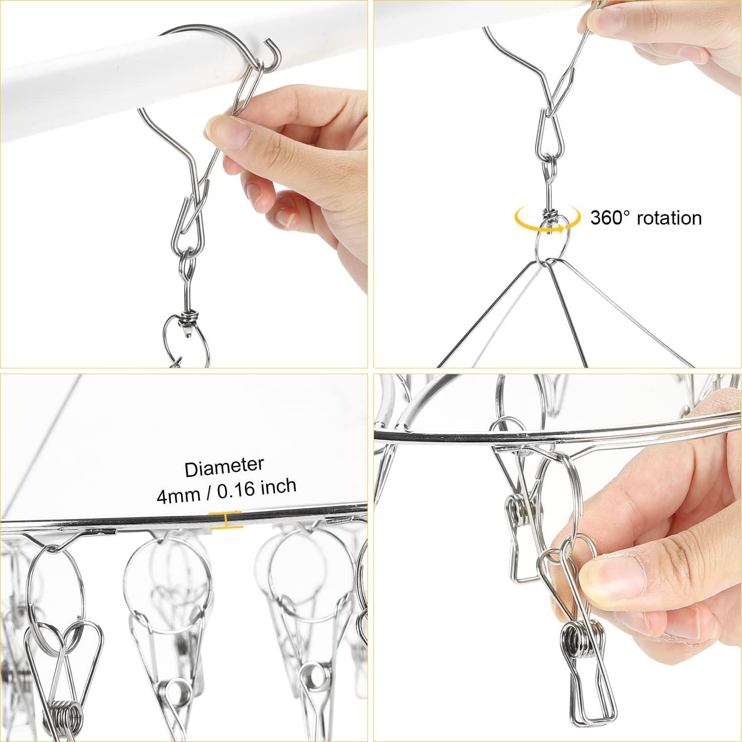 Perchero Plegable WudTus de Acero Inoxidable 2 Paquete 72 Clips