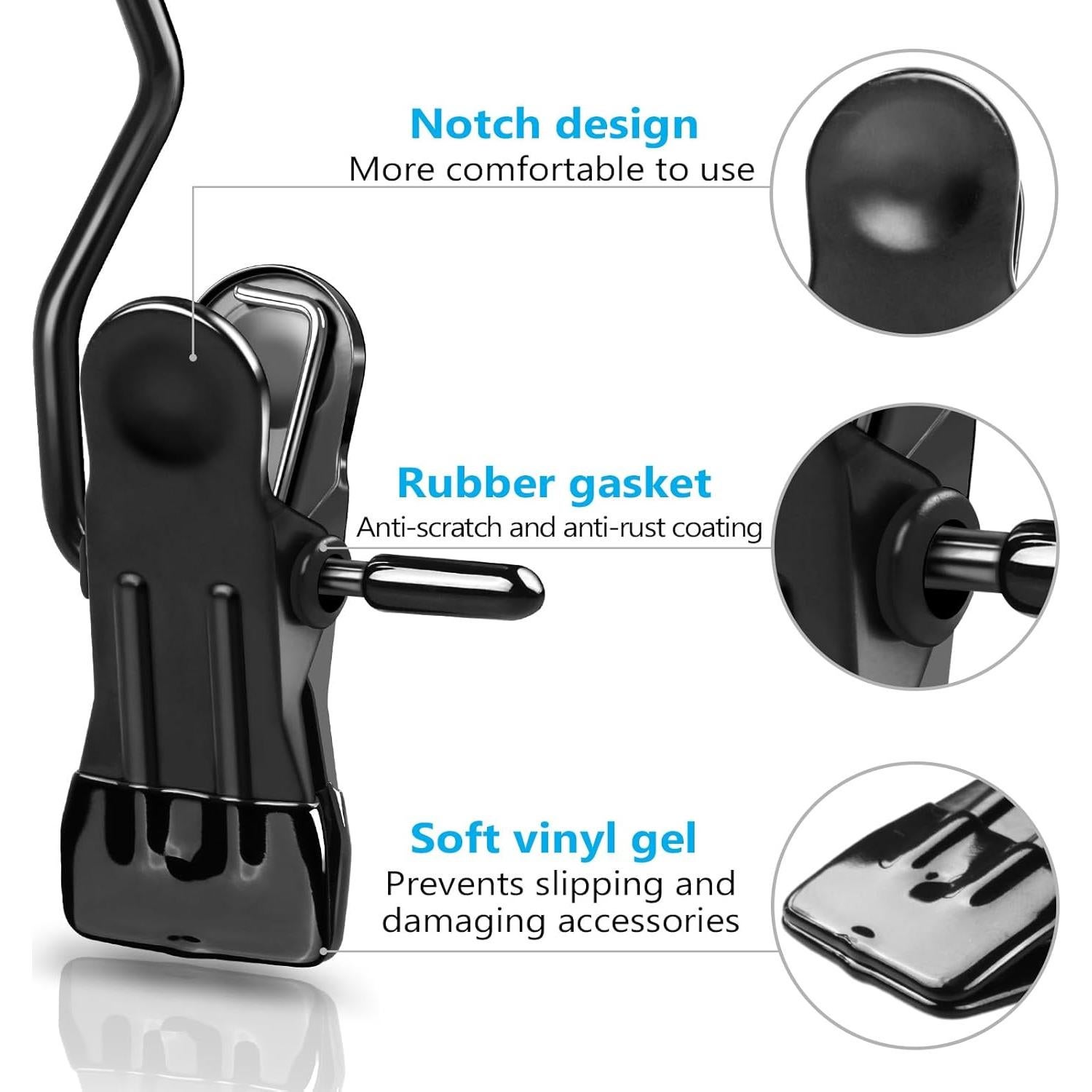 Ganchos para Botas KEYBOO 16 Piezas Antideslizantes Negro Mate