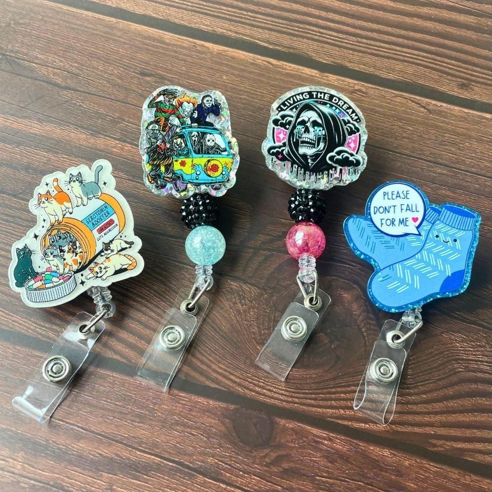 Carrete de Insignia Retráctil YJ PREMIUMS Azul con Clip