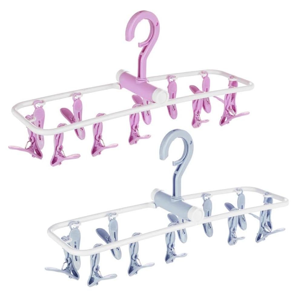 Perchas Plegables para Secar Ropa ZACI - 2 Paquetes, 24 Clips