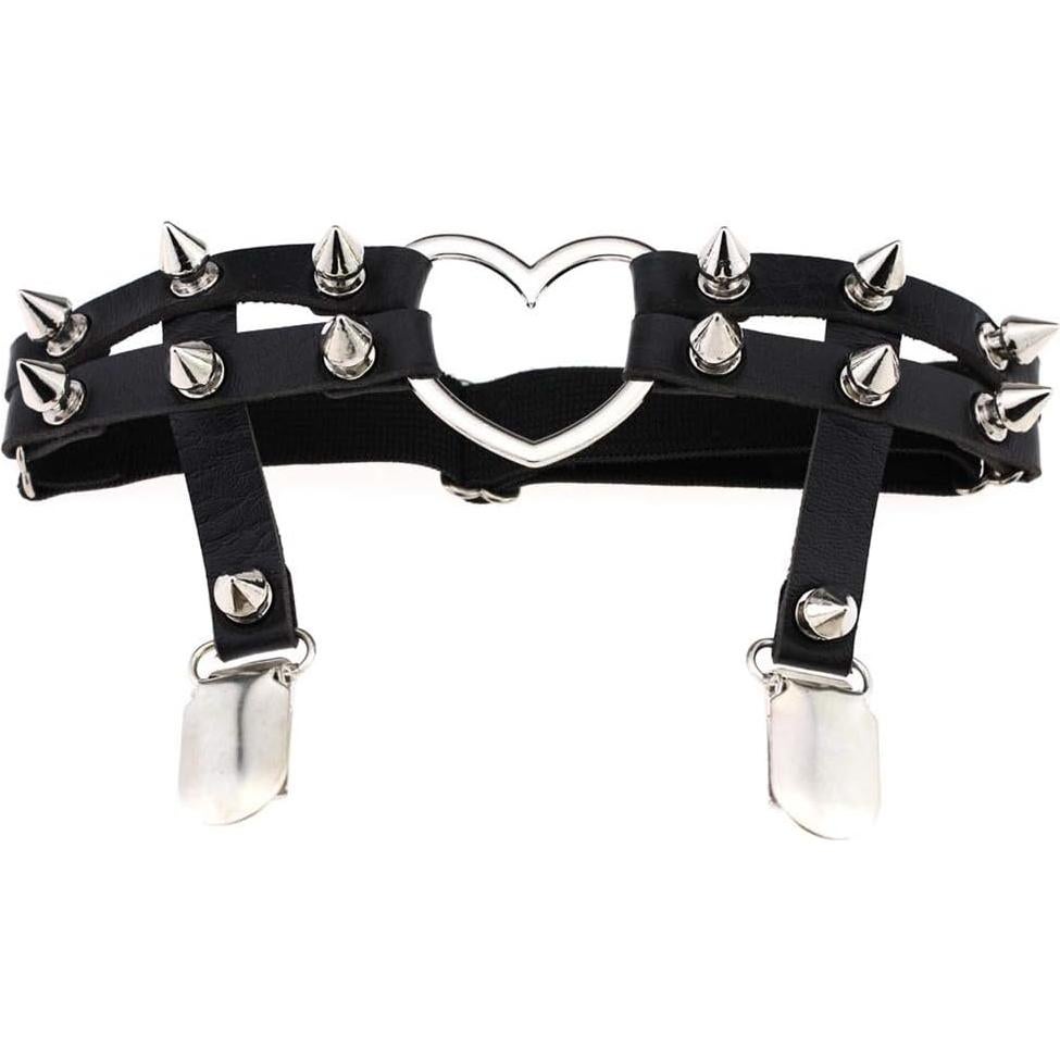 Medias Góticas Ajustables Jurxy con Corazones y Estrellas - Negro