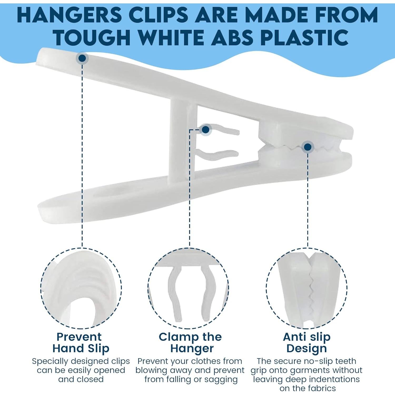 Clips de Percha Multiusos Kadiss - 30 Piezas, Plástico Blanco