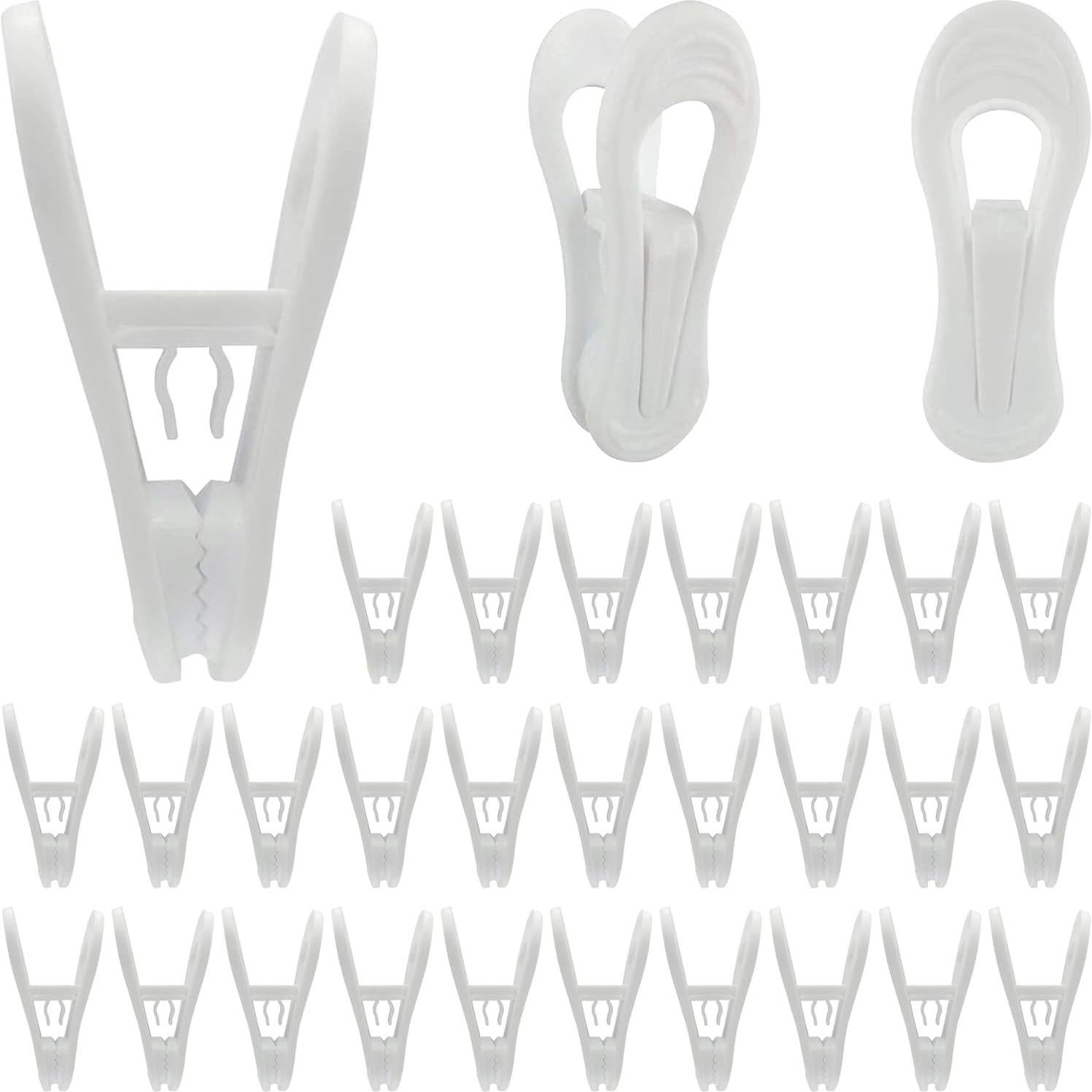 Clips de Percha Multiusos Kadiss - 30 Piezas, Plástico Blanco