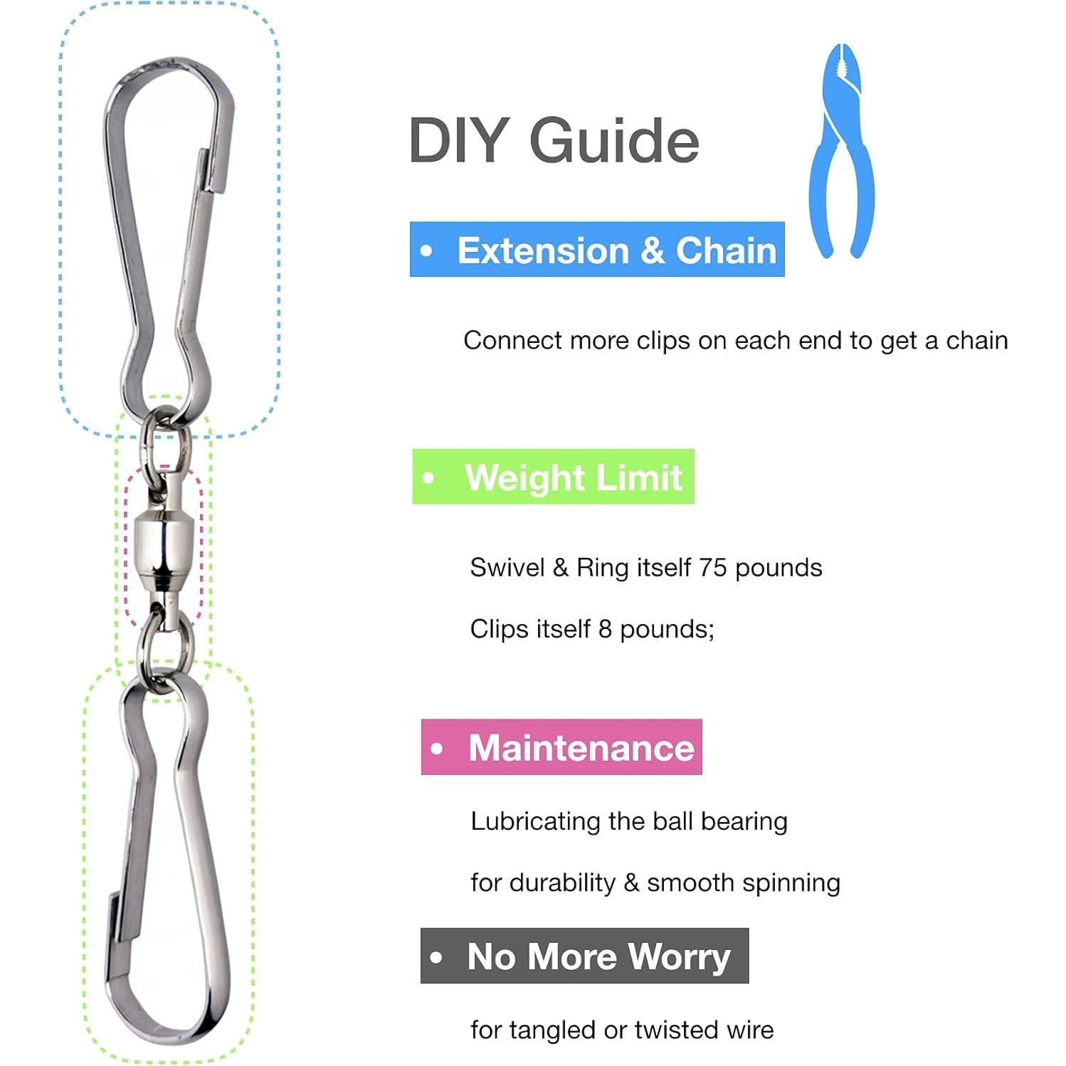 Clips Duales Giratorios Creación de HS 6 Piezas 3.63 kg Plateado