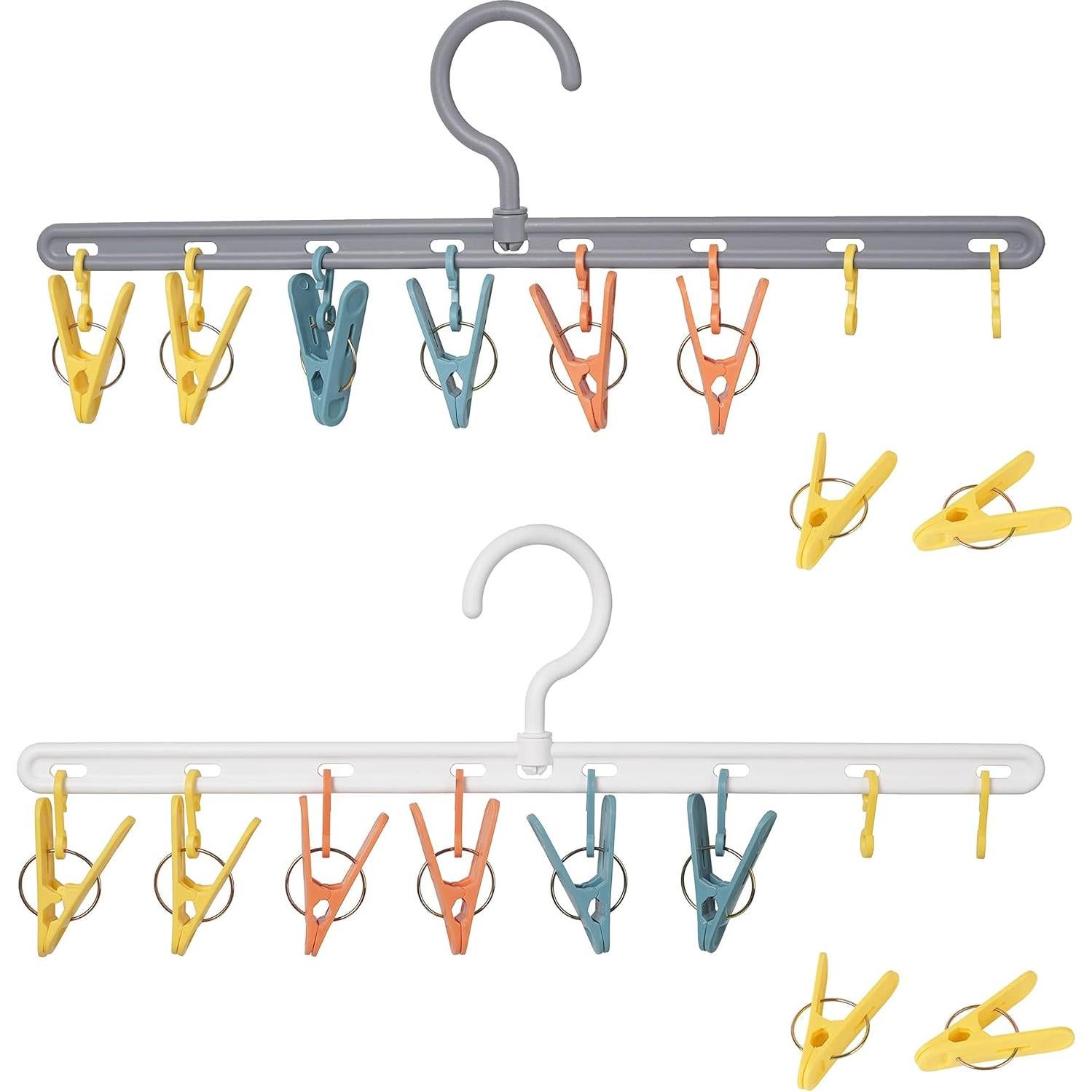 Perchas de Ropa Foshine 2 Paquetes con 8 Clips Multicolor