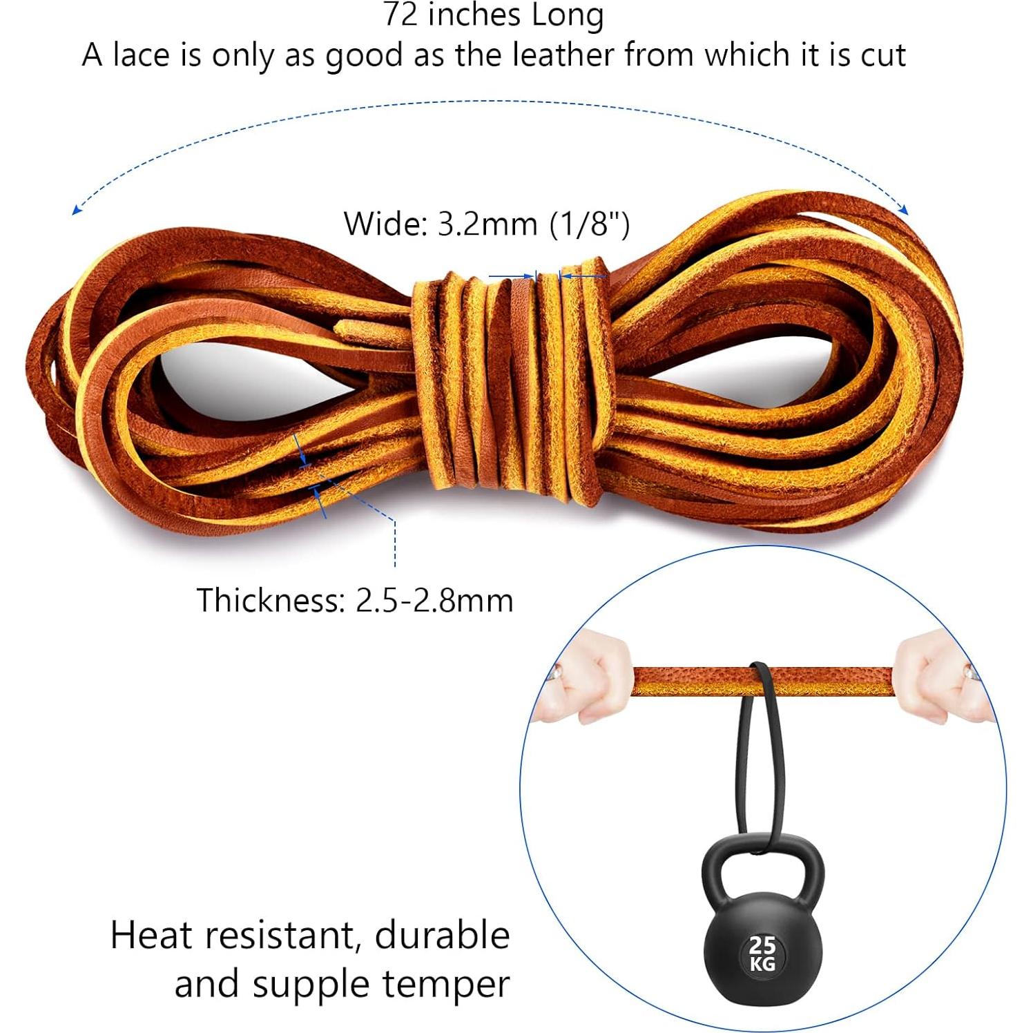 Cordones de Cuero para Botas - 183 cm x 3.2 mm - Marrón