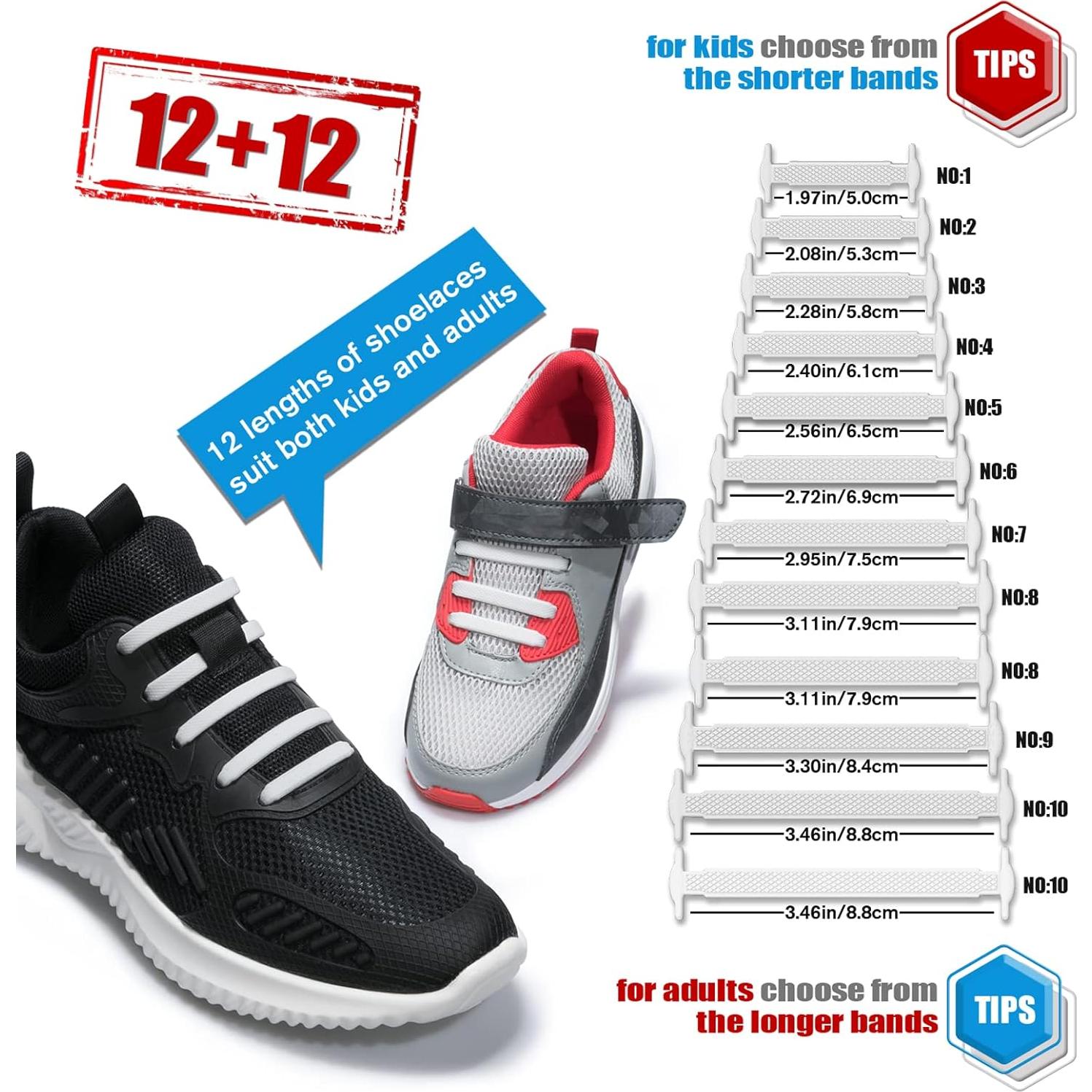 Cintas de Zapatos Sin Atar HOMAR Elásticas para Niños y Adultos