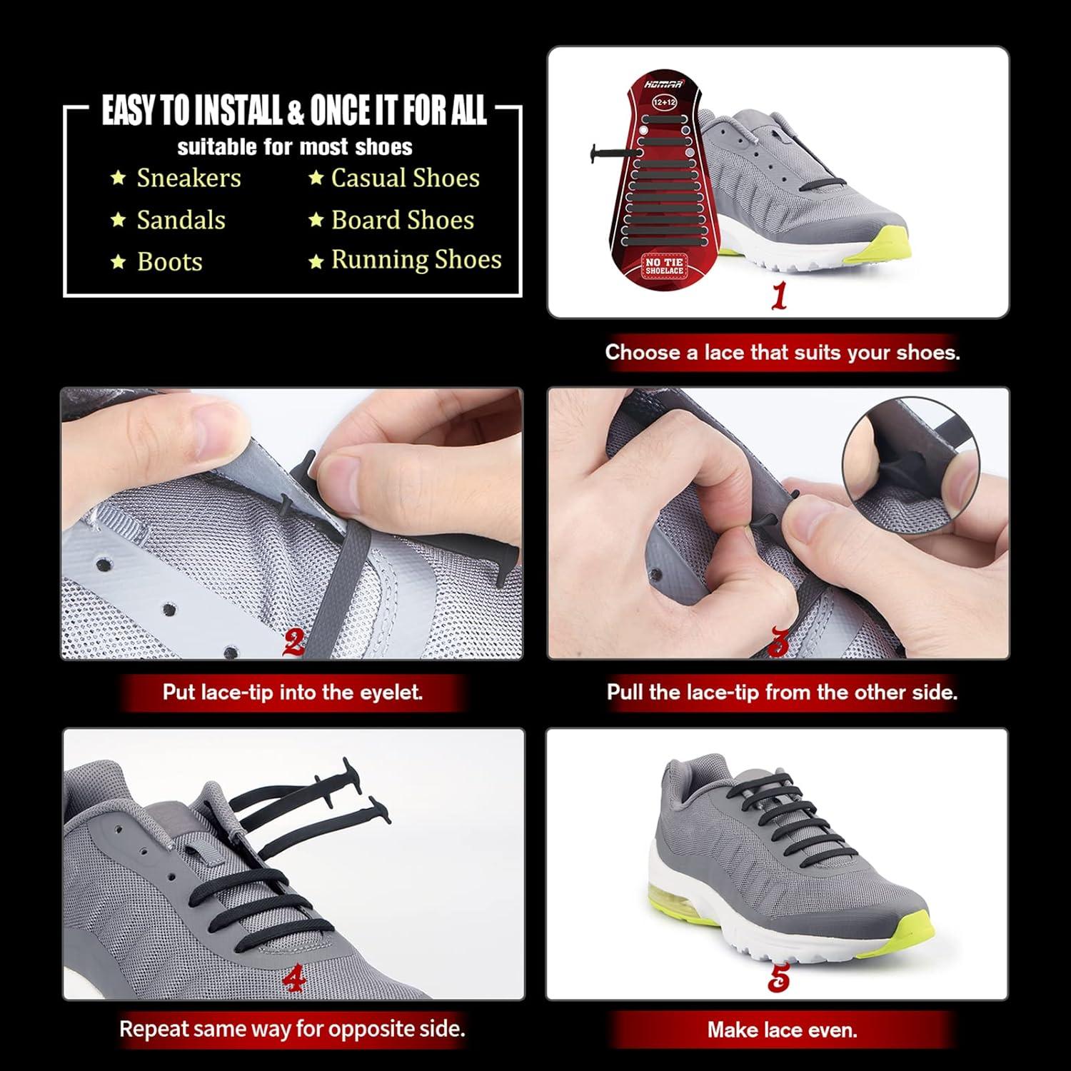 Cintas de Zapatos Sin Atar HOMAR Elásticas para Niños y Adultos