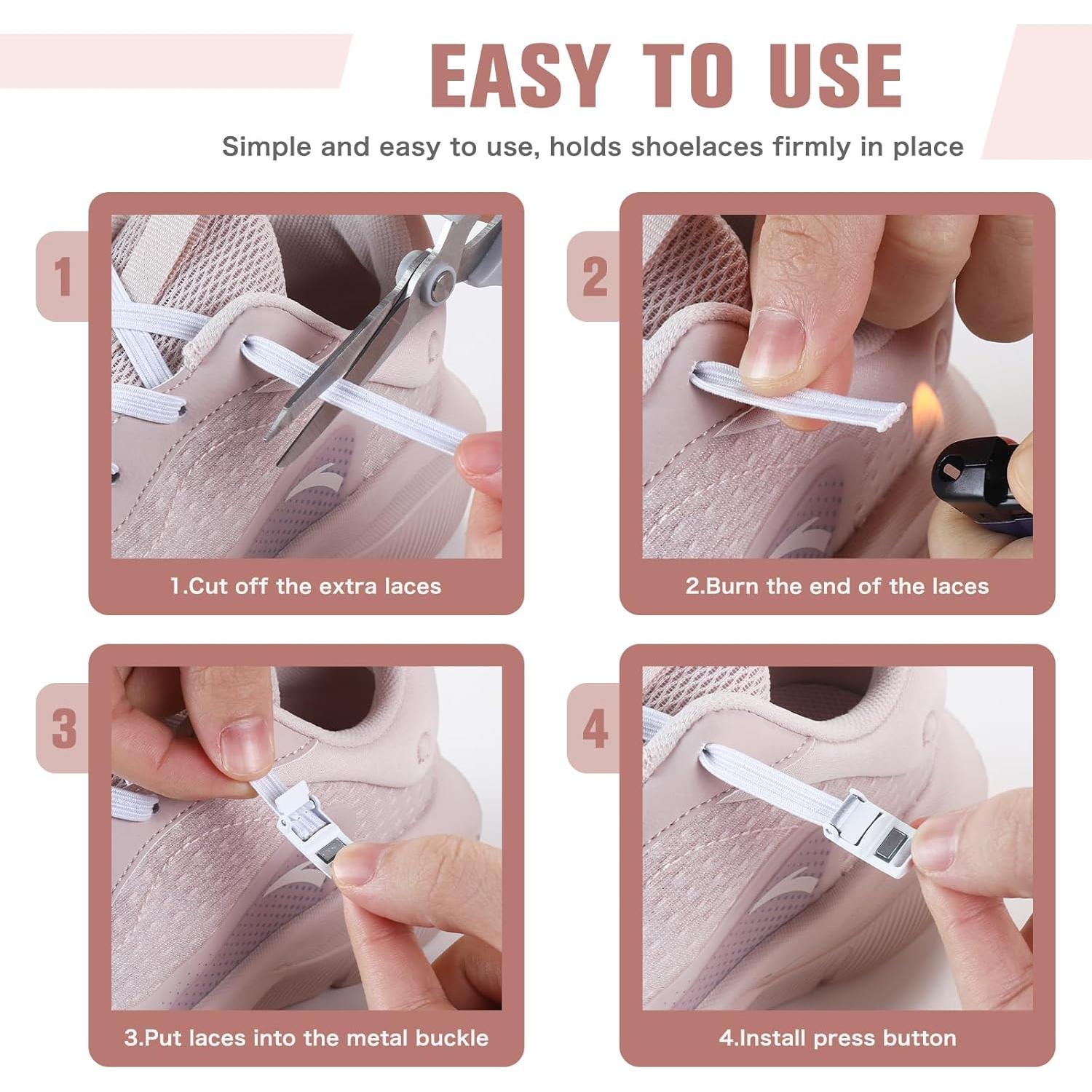 Cuerdas de Zapato Elásticas Aiboxin Sin Nudos - Blanco