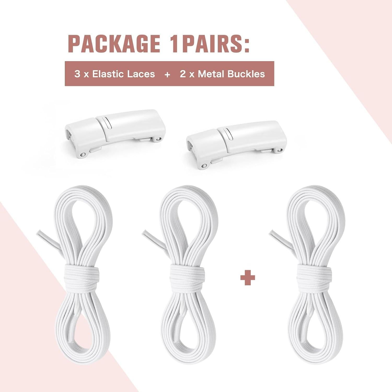 Cuerdas de Zapato Elásticas Aiboxin Sin Nudos - Blanco